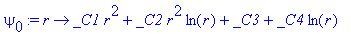 psi[0] := proc (r) options operator, arrow; _C1*r^2+_C2*r^2*ln(r)+_C3+_C4*ln(r) end proc